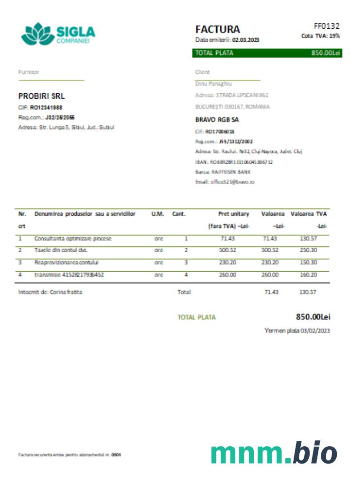 Sigla Companiei rachunek za usługi komunalne